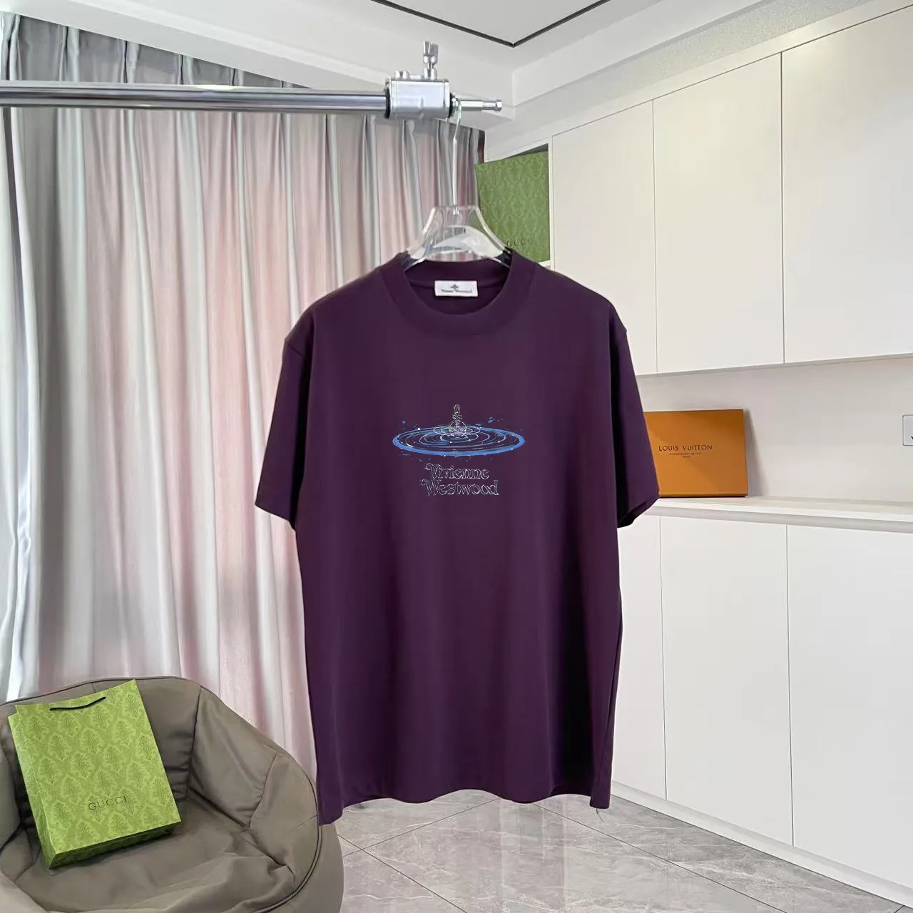*Vivienne Westwood 2026 New Arrival logo g T Same Style Size：S M L XL XXL ：Black White Purple Gray